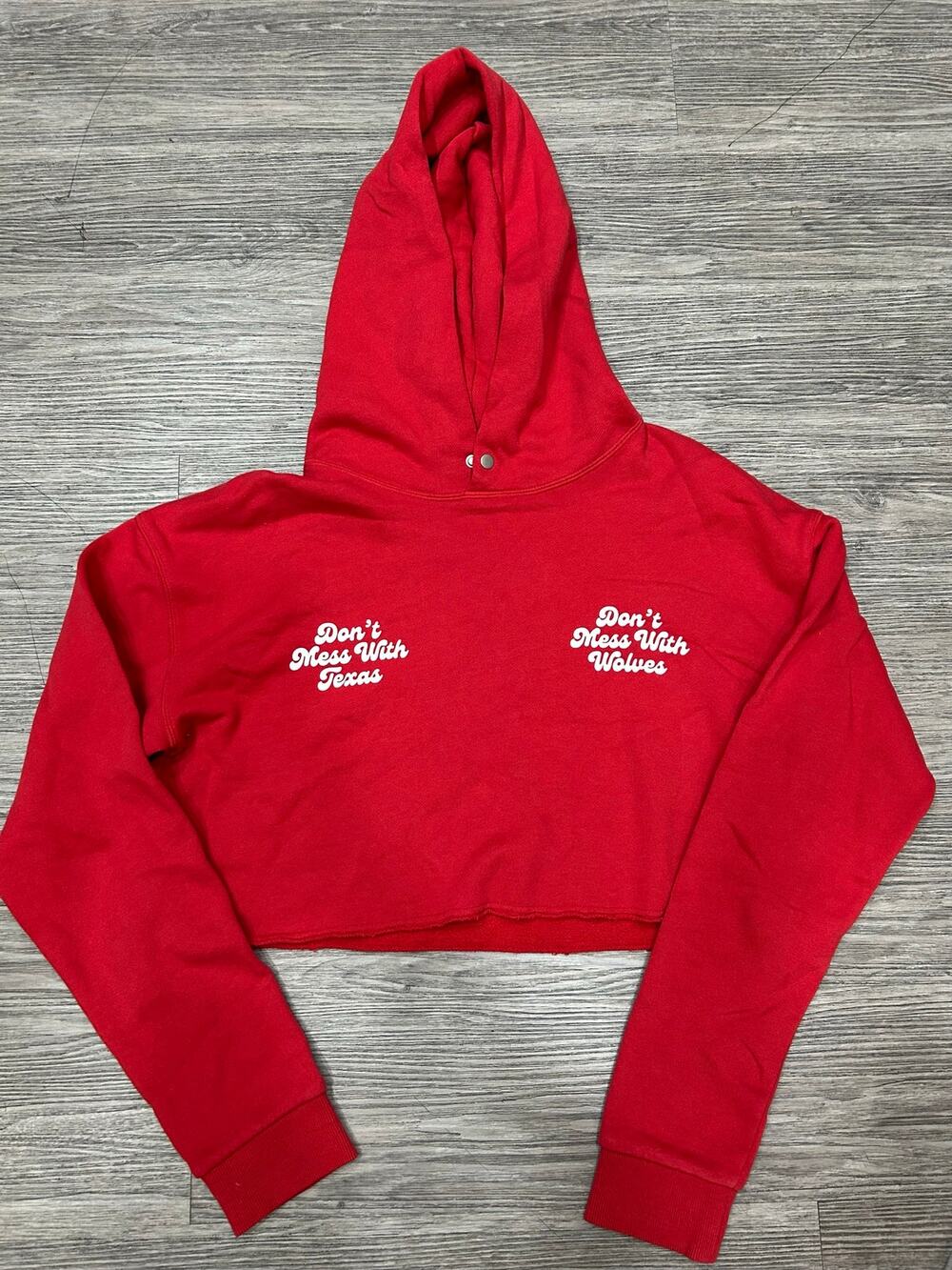 Darc Sport Wolves Hoodie Red Cropped Don't Mess With Texas Size M Rare Gym FW